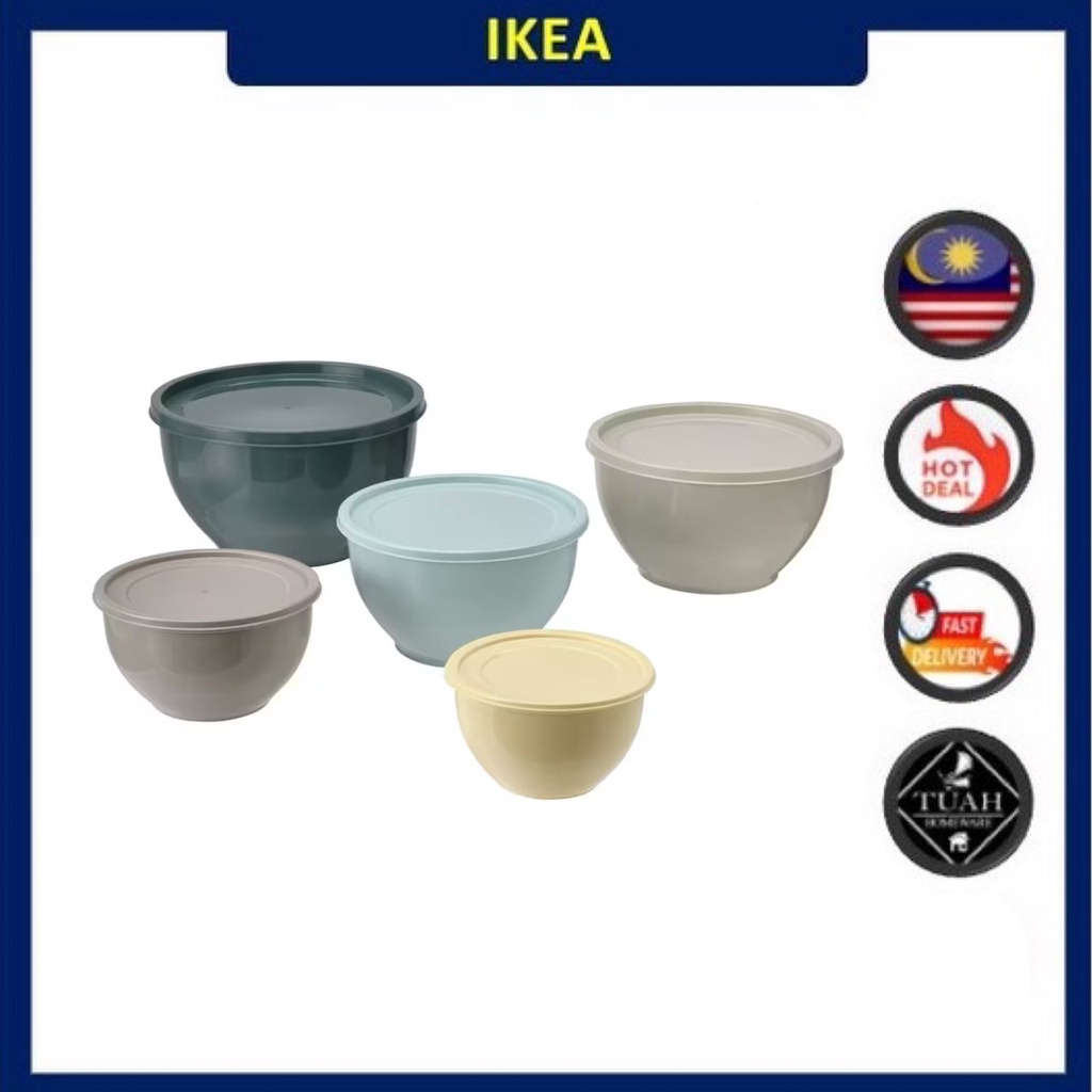 GARNITYREN Bowl with lid, set of 5, mixed colors - IKEA