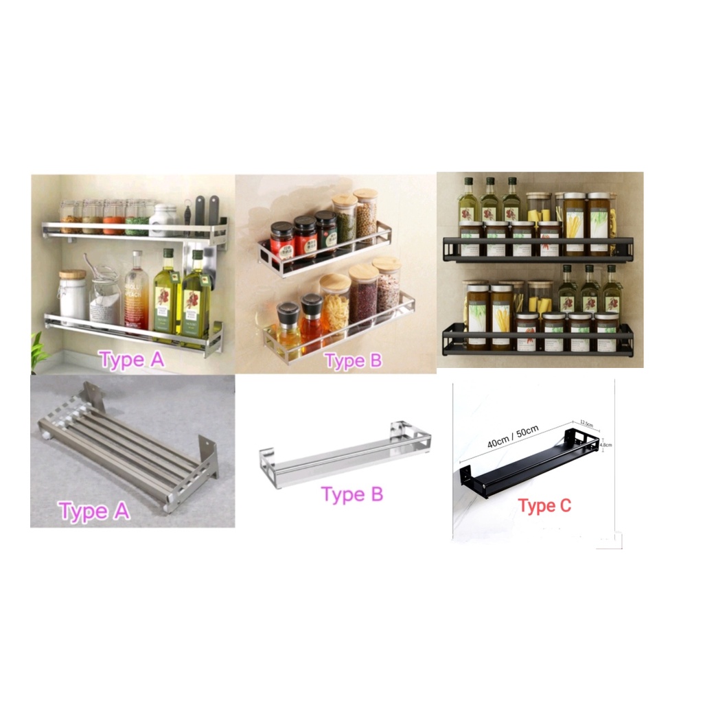 SUS 304 Stainless Steel Kitchen Rack DIY Wall Kitchen Shelf, Kitchen Holder  Organizer Dish Pot Spice