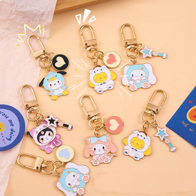 Cat,pc My Melody Cinnamoroll Pompompurin Pochacco Telescopic ID Badge Holder Keychain Acrylic Badge Reel Name Tag Clip, Cute Retractable ID Card