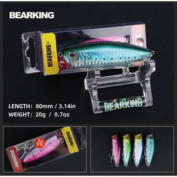 Bearking professional hot fishing tackle fishing lures, assorted colors,  popper 80mm 20g topwater,9colors for choose hard bait
