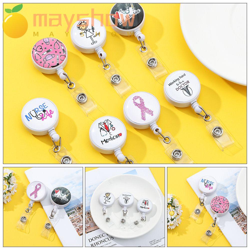 MAYSHOW Card Holder ID Name Unisex Cute Nurses Retractable Badge Reel Holder  for Nurse Doctors Practitioner Work Name Tag Gifts 7 Styles Decorative  Swivel Clip
