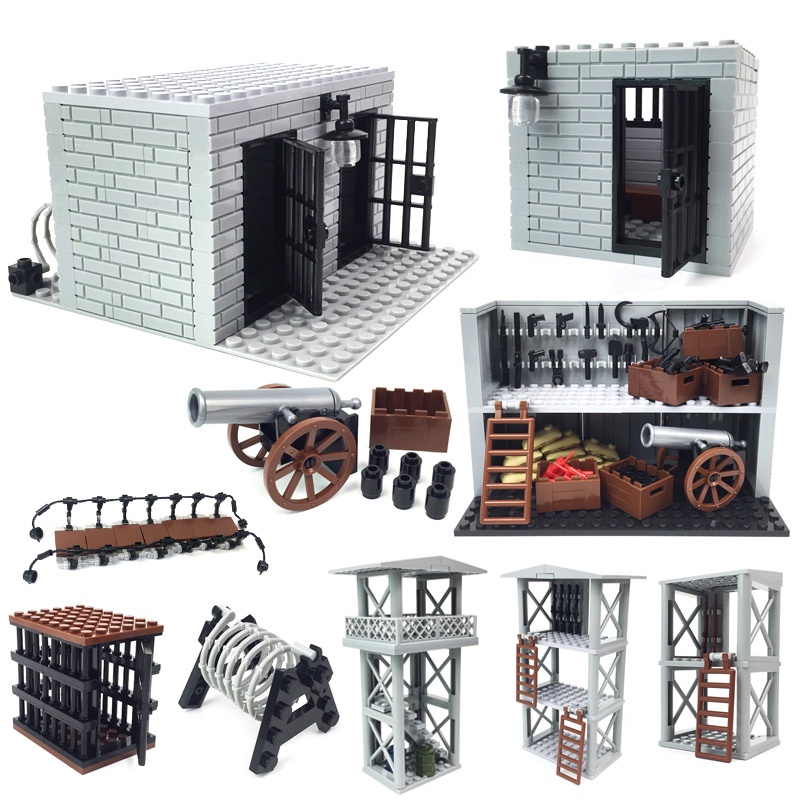 Compatible with Lego military building blocks sentry tower tank prison base  model special forces police minifigure assembled toys