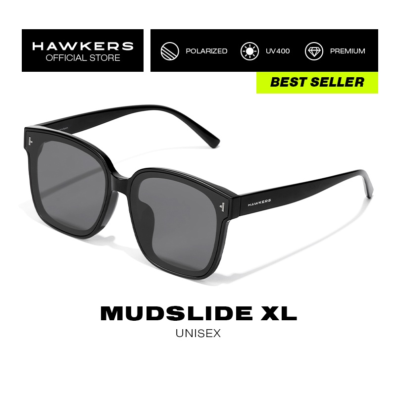 HAWKERS Black MUDSLIDE XL ASIAN FIT Sunglasses for Men and Women