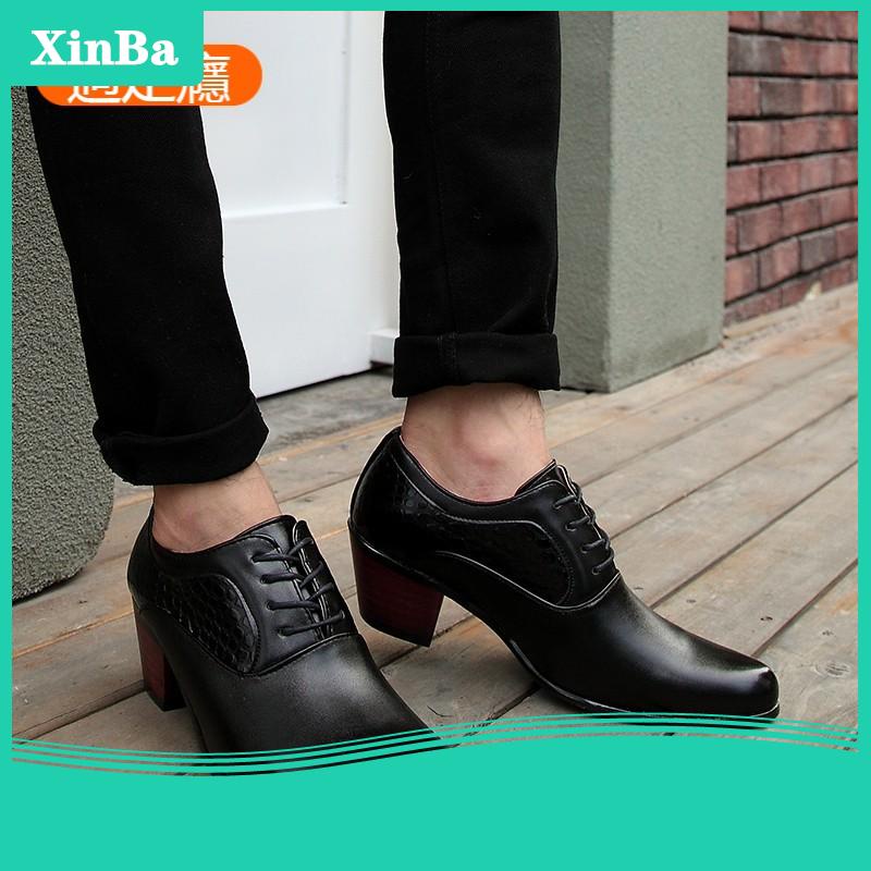 Increased Height Korean Version Leather Shoes Pointed High Heel