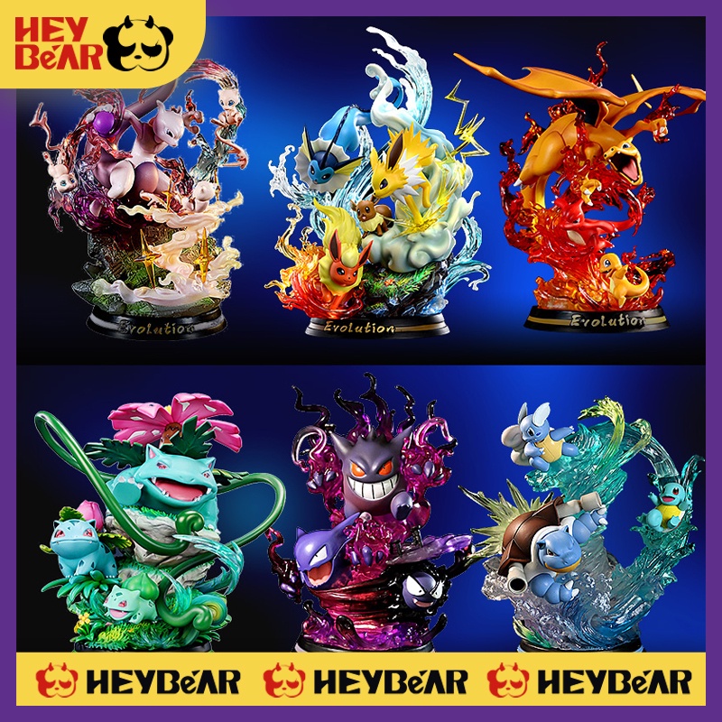 Evolution Eevee Pokemon Anime Figures Raichu Mewtwo Dragonite Charizard  Venusaur Gengar Illuminous Figurine Pvc Statue Toys Gift