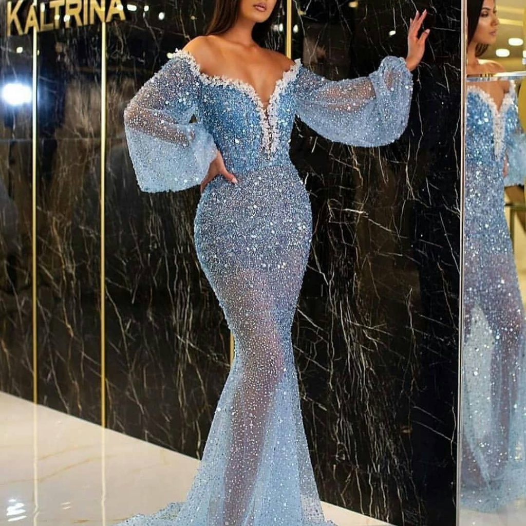 Glamorous sequins long on sale sleeve evening dress