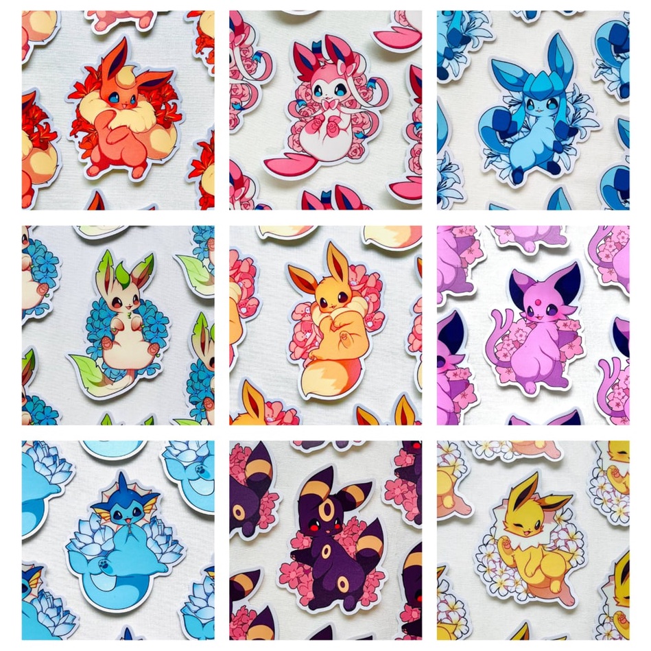 Eevee evolution pastel stickers, Eevee evolutions