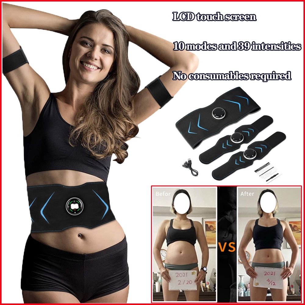Ems Electric Abdominal Body Slimming Belt Waist Band Smart Abdomen Muscle  Stimulator Abs Trainer Fitness Lose Weight Fat Burn