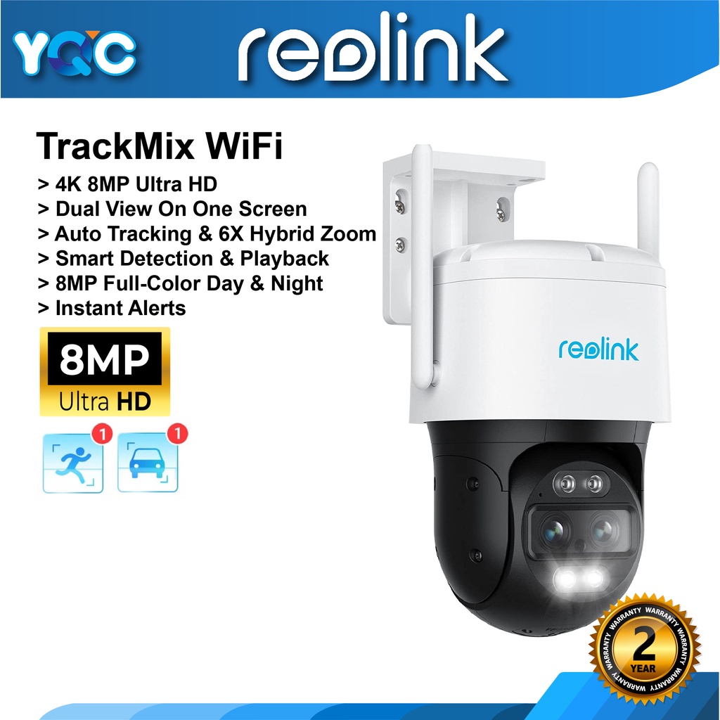 Reolink 4K 8MP Dual Lens PTZ Camera Motion Auto Tracking 2.4/5Ghz WiFi 6X  Zoom Color Night Vision Pan Tilt TrackMix WiFi Camera