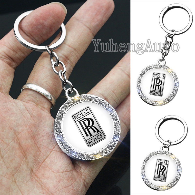 1PC Modified Metal Car Logo Car Key Ring Auto Diamond Key Chain for  Rolls-Royce Phantom 10HP