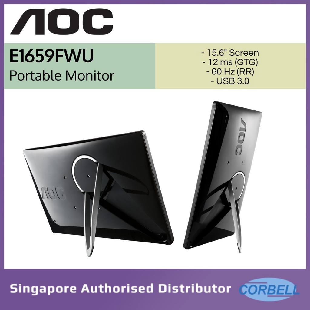 AOC E1659FWU 15.6 USB-3.0 Portable LED HD Monitor (USB) Glossy piano black  E1659FWU - Best Buy