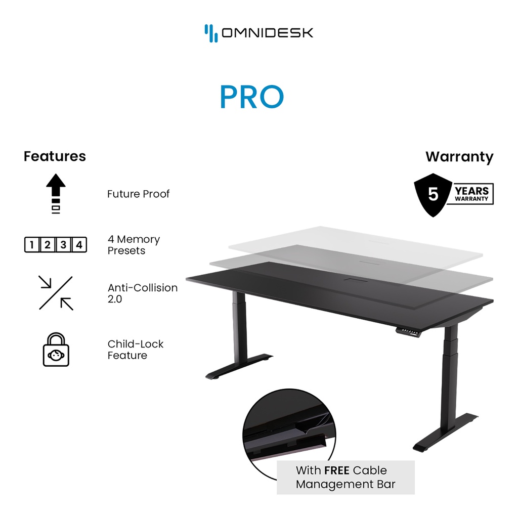 Omnidesk Pro Premium Height Adjustable Desk Shopee Singapore