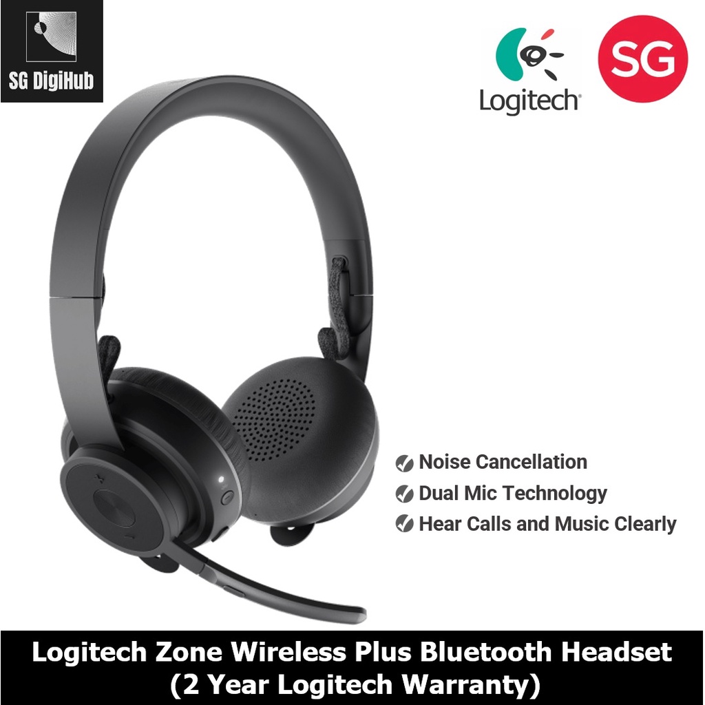 Logitech Zone Wireless Plus Premium Bluetooth Wireless Headset (2 Year  Logitech Warranty)