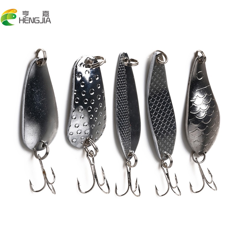 HENGJIA 1pcs Spoon Bait 10 size Metal Bait Silver/Gold Sinking Fishing Lure  Swimbait Jig