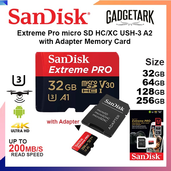 SanDisk SD Memory In Card Stick Reader In Memory A1 32 GB A2 128GB