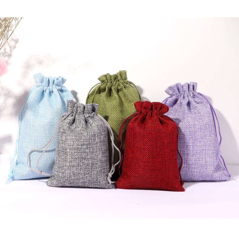 200pcs Cloth Jute Bag Sack Cotton Bag Drawstring Burlap Bag Jewelry Bags  Pouch Little Bags For Jewelry Display Storage Gift Bag