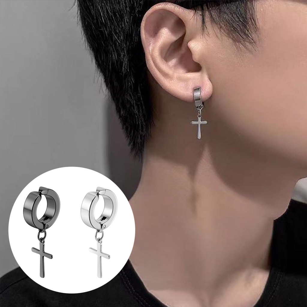 Fake dangle store cross earrings