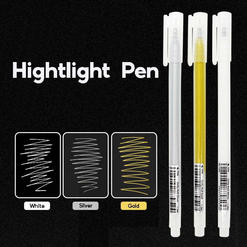 3pcs/Lot Japan Sakura Gelly Roll Gel Ink Pen Set Gold White Silver Metallic  Sketch Highlight