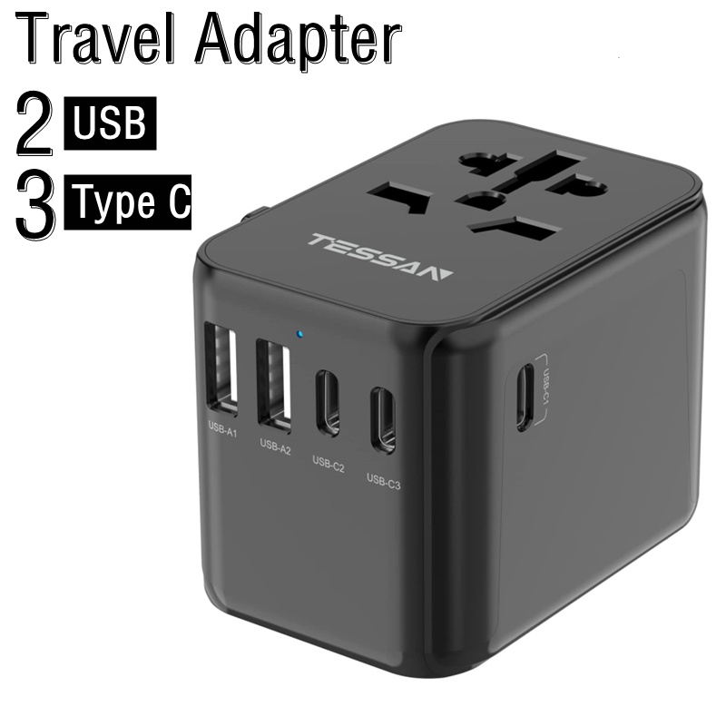 TESSAN Universal Power Adapter, International Plug Adapter with 4 USB  Outlets, Travel Worldwide Essentials, All in 1 Wall Charger Converter for  UK EU