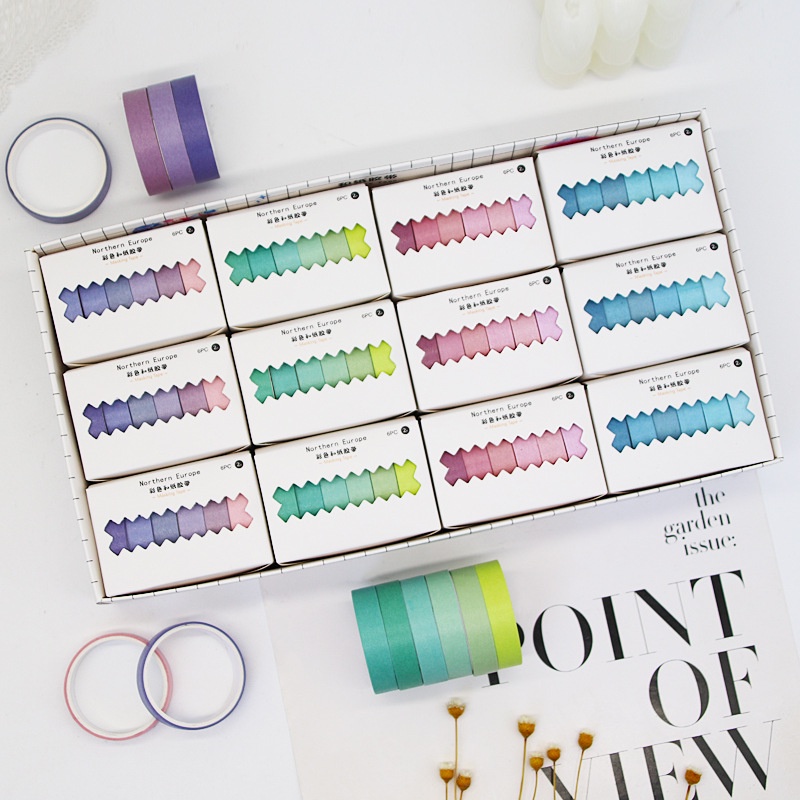 8 Rolls solid color grid basic washi tape set journal tape for