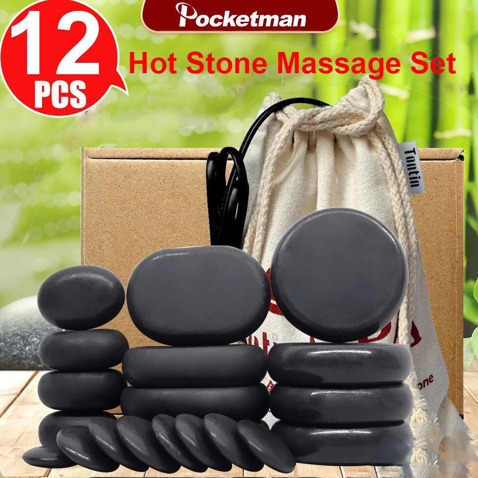 12 Pcs Massage lava Massage Stones Natural Energy Massage Set Hot Spa Rock  Basalt Body Beauty Care Stone 3*4cmhealth sup | Shopee Singapore