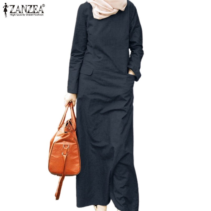 Elegant Women 3/4 Sleeve Split Hem Long Shirt ZANZEA Autumn Fashion Islamic  Clothing Solid Muslim Blouse Abaya Hijab Tops Tunic - AliExpress