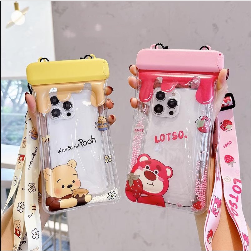 Cute Winnie the Pooh Losto 6.8 inch Universal Waterproof Phone Pouch Underwater Waterproof Mobile Phone Case Dust proof