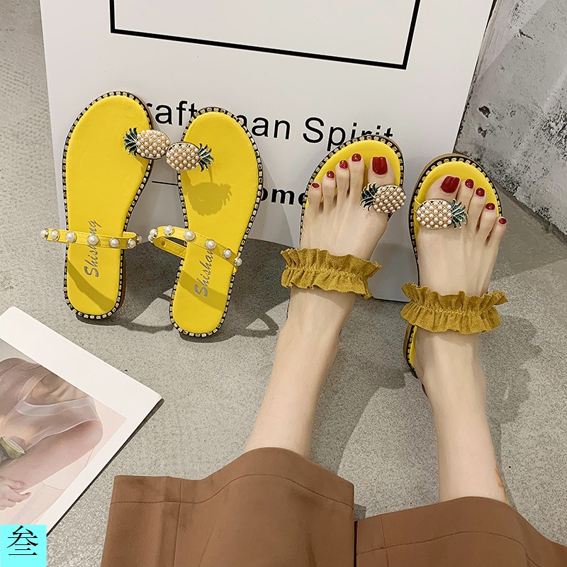 35 43 Size Large Women s Shoes 41 Beach Women Flip Toe Pineapple Slippers 42 Fashion Flat Bohemian Sandals