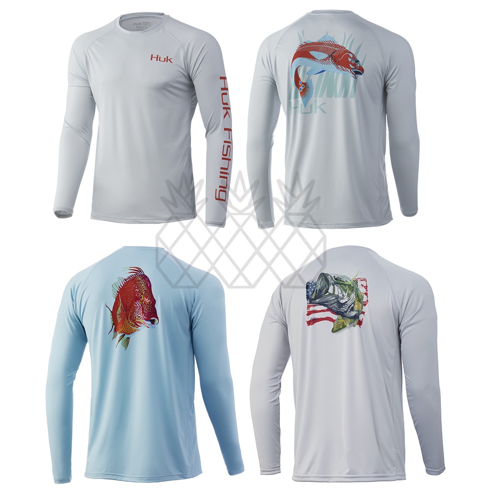 2022 New Outdoor Fishing Clothing Sunscreen Summer Long Sleeve Fish Print Casual Shirts