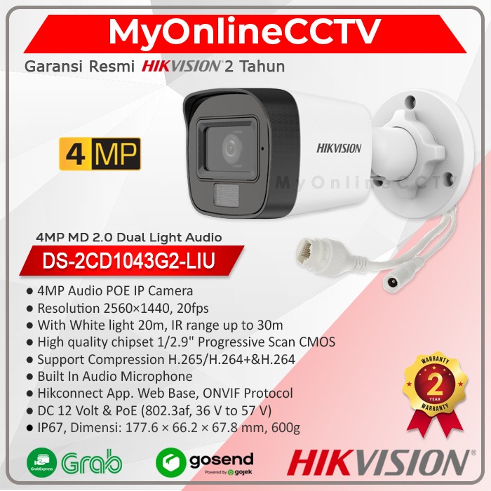DS-2CD2347G2-L(2.8mm) - Cámara IP Hikvision Onvif Poe Outdoor 4MP