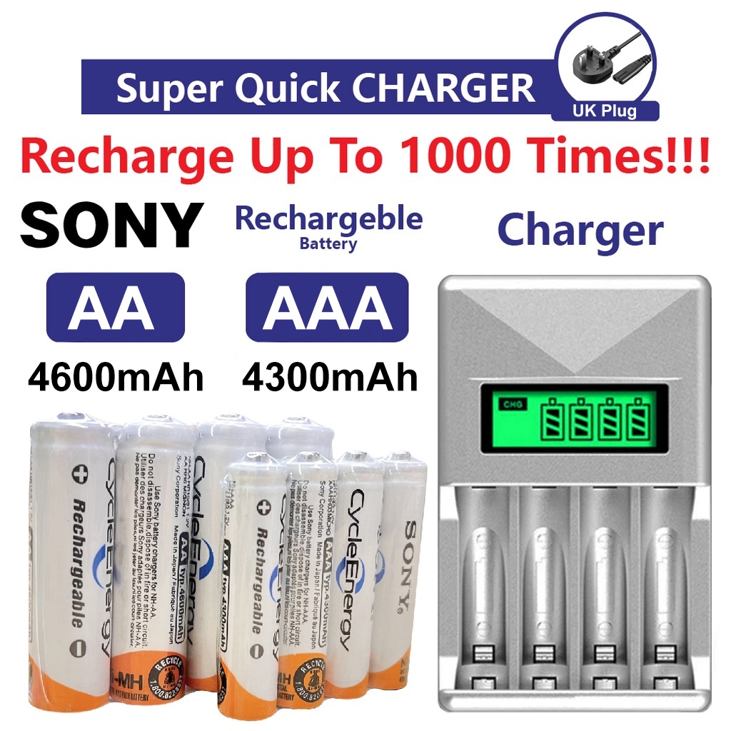 BONAI Chargeur de Piles Rechargeables AA/AAA, LCD 4 Slots Chargeur