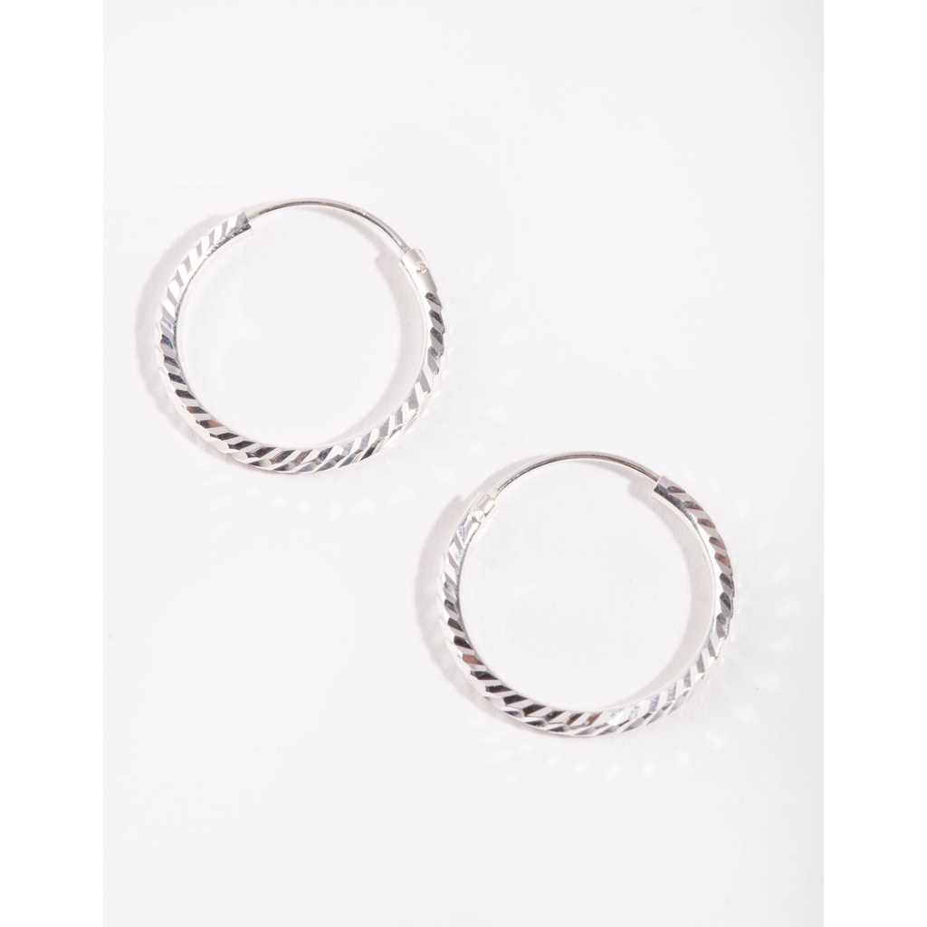 Gold Plated Sterling Silver Diamond Cut 16mm Hoop Earrings - Lovisa