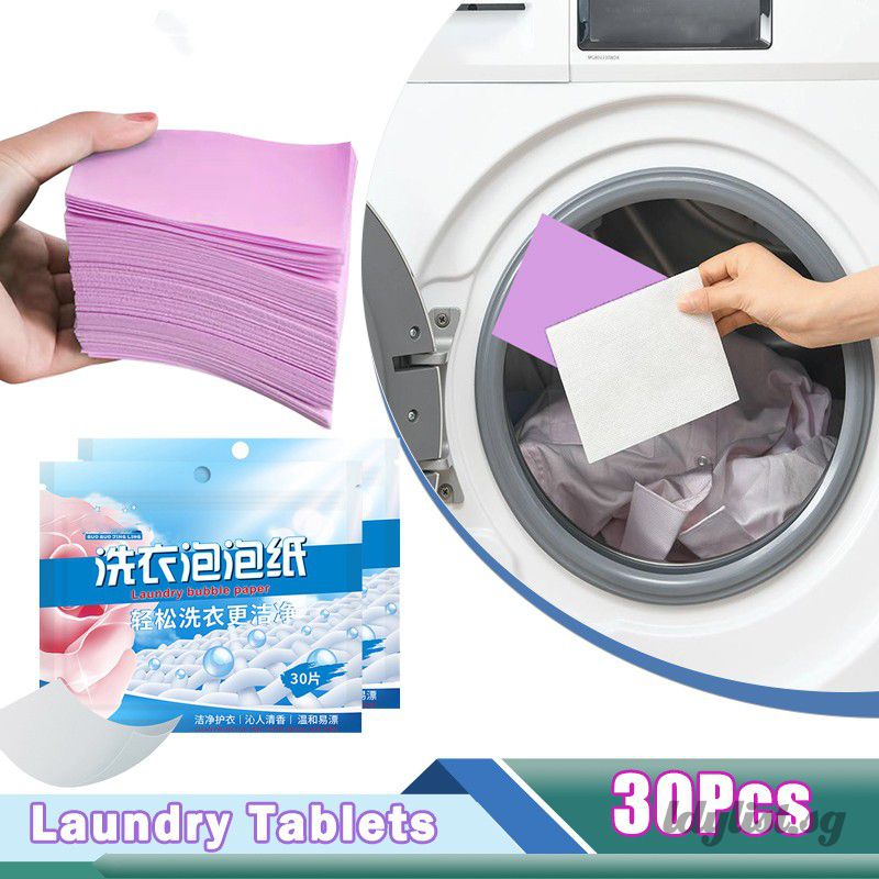 Cheap 30Pcs Laundry Tablets Strong Decontamination Laundry Detergent Sheet  Underwear Clothes Cleaning Detergent Laundry Bubble Paper