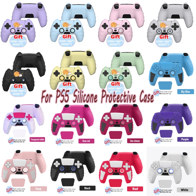 PS4 Controller Skin, BRHE Anti-Slip Grip Silicone Cover Protector Case  Compatible with PS4 Slim/PS4 Pro Wireless/Wired Gamepad Controller with 2  Cat Paw Thumb Grip Caps (Red), Video Gaming, Gaming Accessories, Cases 