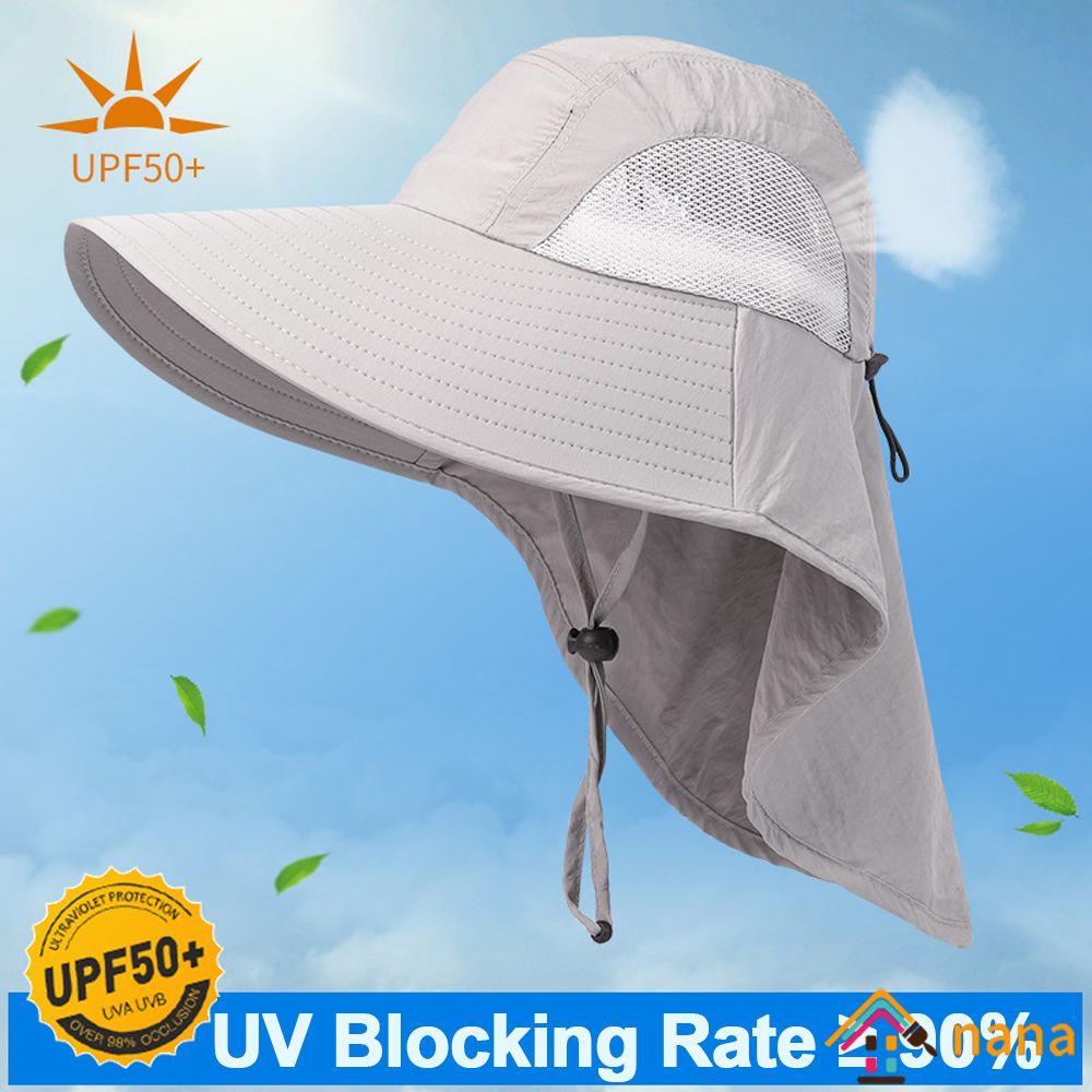 Wide Brim Bucket Hat With Neck Cover Quick Dry Large Brim Fishing Hat  Outdoor Sports Jungle Hiking Hat Men Fishermen Sun Hat Cap SG1