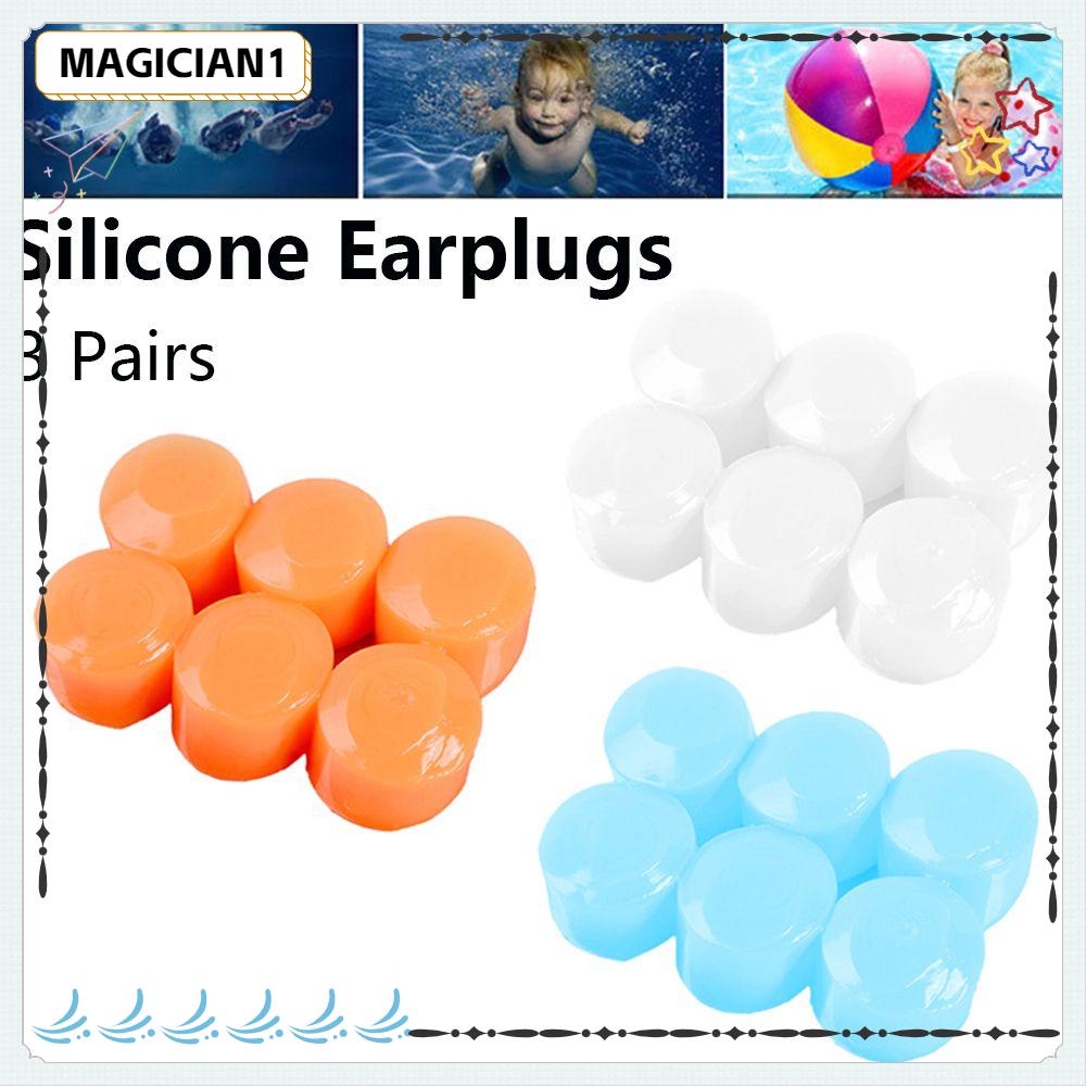 MAGIC Environmental Earmuffs Swimming Soft Silicone Ear Plugs Sleeping  Diving Showering Earplugs Anti-noise Waterproof white/orange/blue 3 Pairs