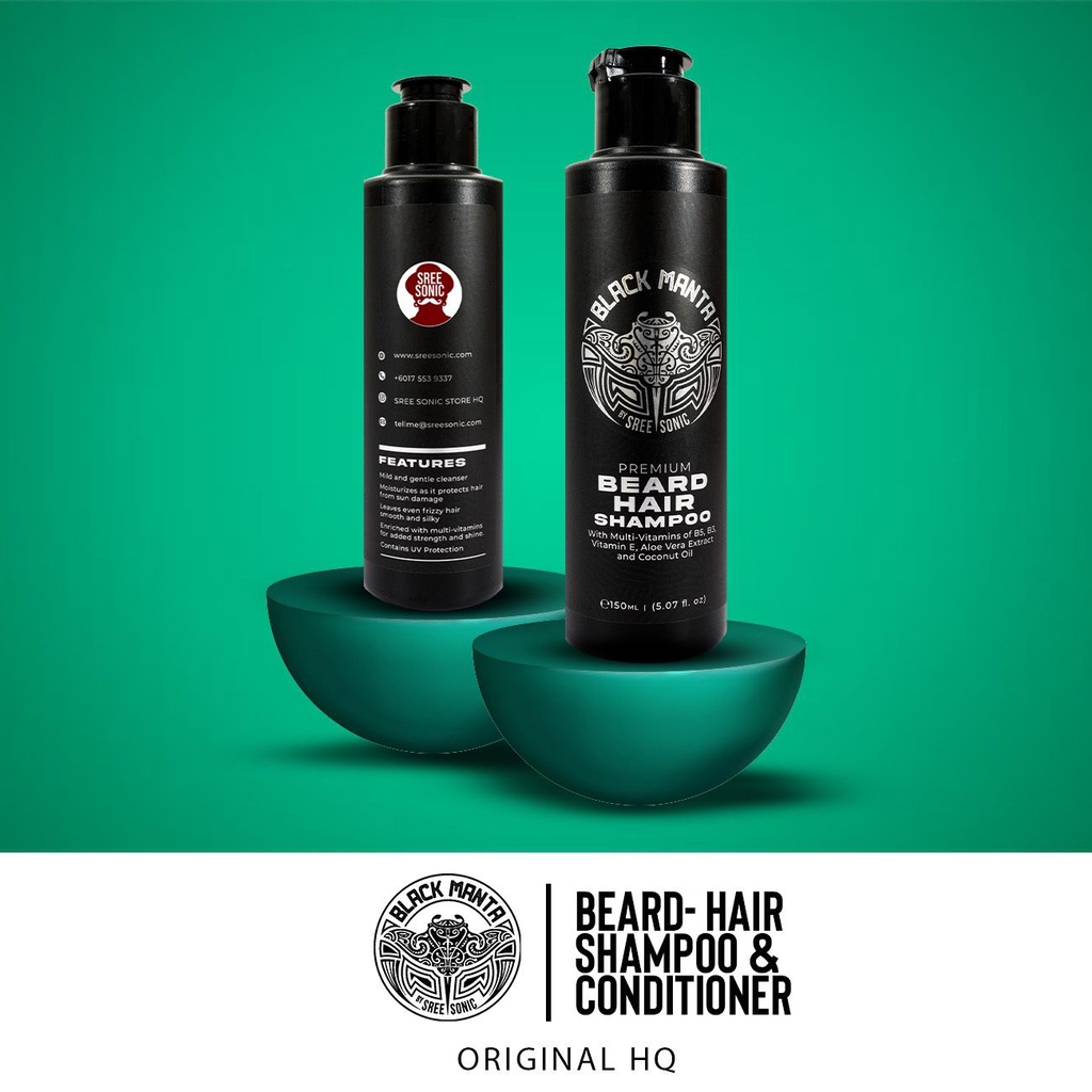 Beard-Hair Shampoo + Conditioner 150ML | Black Manta | Shopee