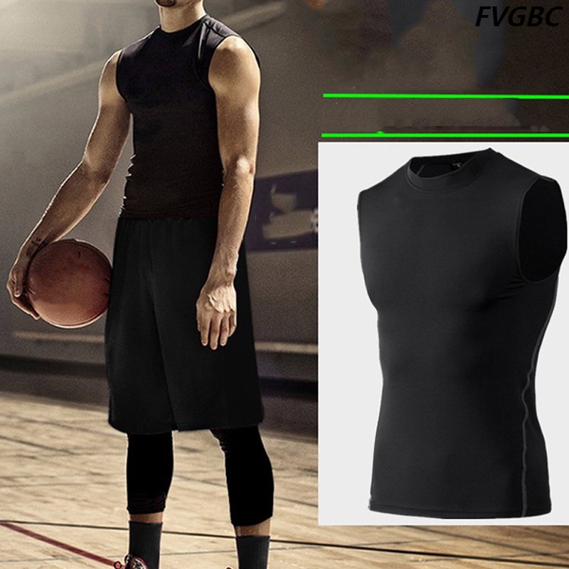 Mens Quick Dry Running Shirts Compression Athletic Tight Gym Tank Top  Fitness Sleeveless T-shirts [SA]