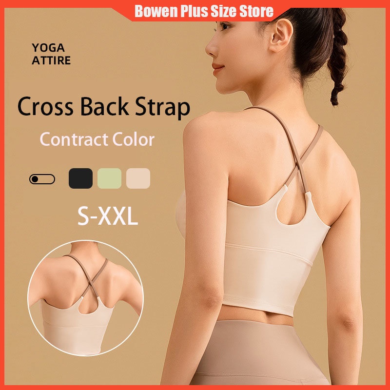 Plus Size Sports Underwear Women's Cross Back Shockproof Gathered High  Intensity Fitness Vest Yoga Bra Wide Shoulder Straps XXL - AliExpress