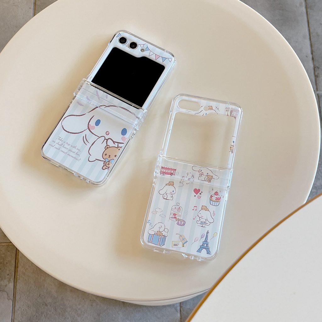 Cute Cartoon Cinnamoroll kitty folding Case For Samsung Galaxy Z Flip 3  Flip4 5G