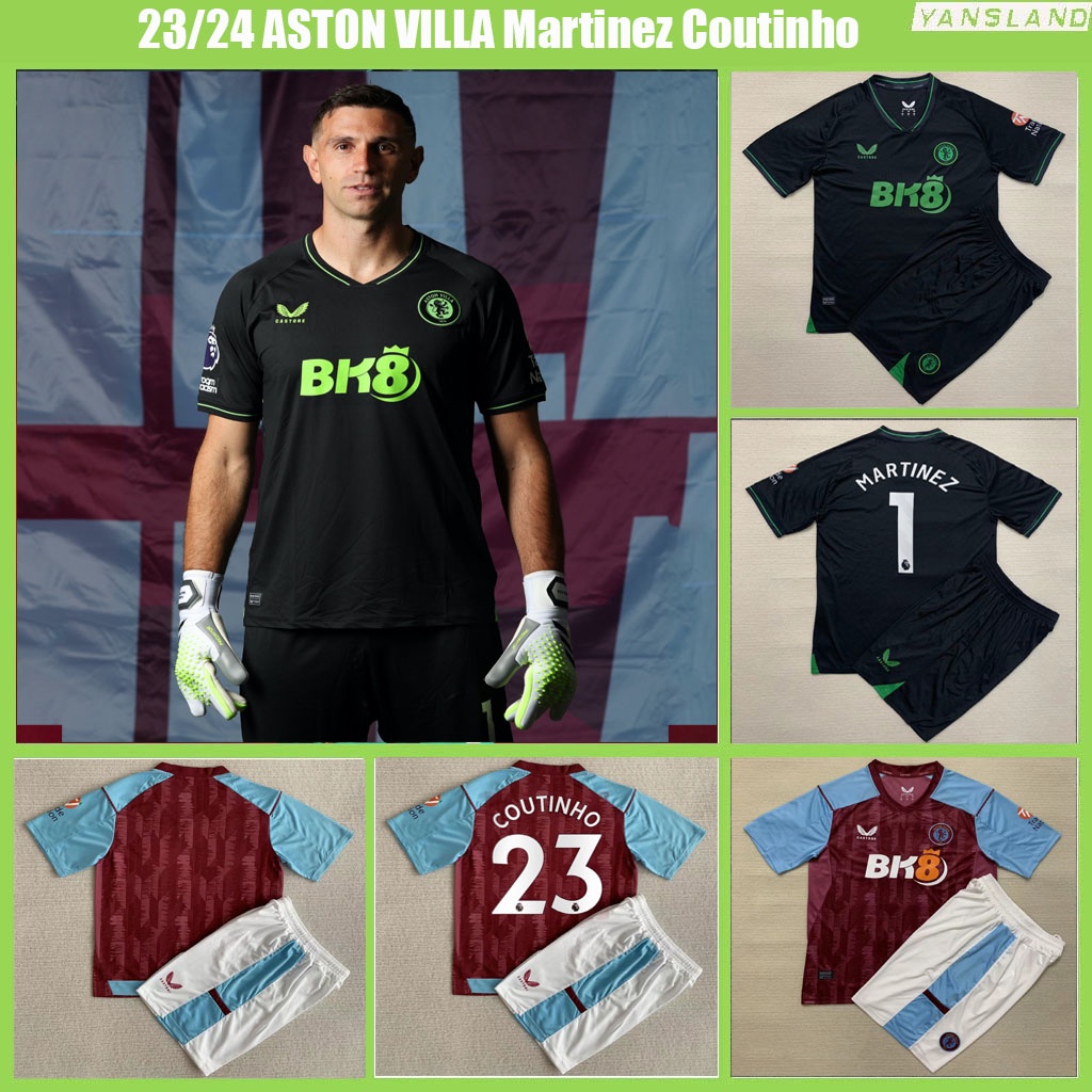 Aston Villa Third Goalkeeper Shirt 2023-24 - Kids with Martinez 1 printing