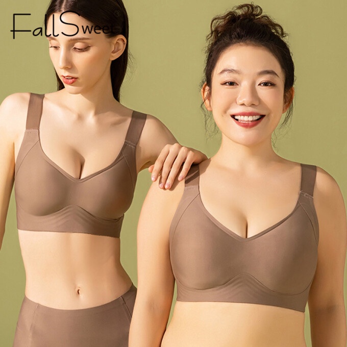 Strapless Bra Push Up Deep Cup Wireless Bra for Women Hides Back Fat  Shapewear Sticky Bra Push Up Long Sports Beige at  Women's Clothing  store