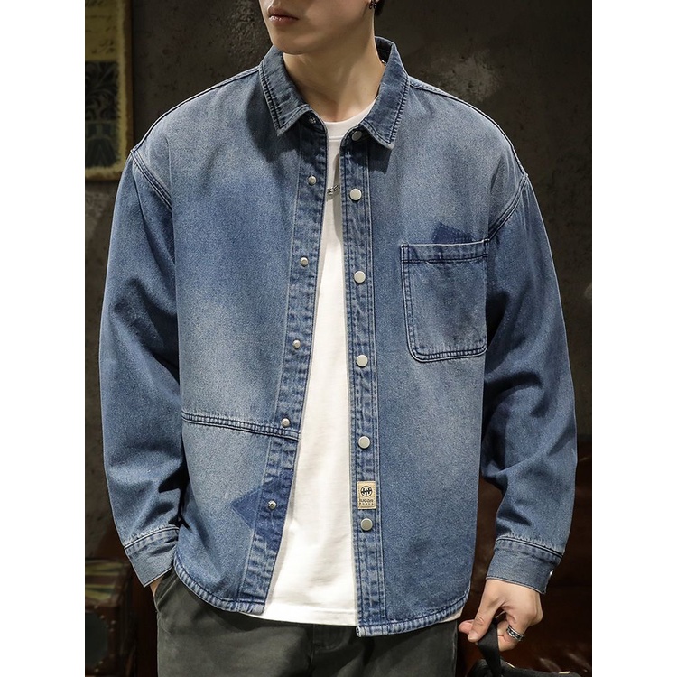 Mens denim 2025 shirt jacket