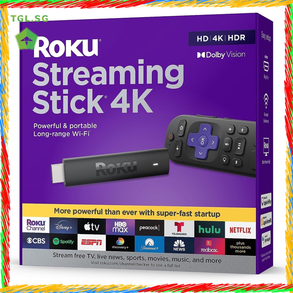 3 Roku Streaming Stick Device 2024 HD/ 4K/HDR Roku Voice Remote. New