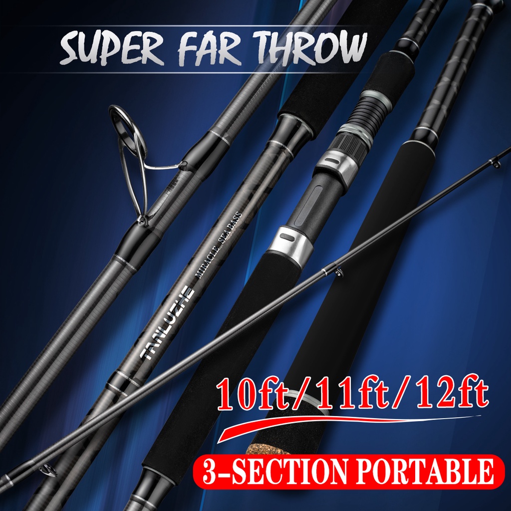 10ft/11ft/12ft 3-section portable far throw rod saltwater