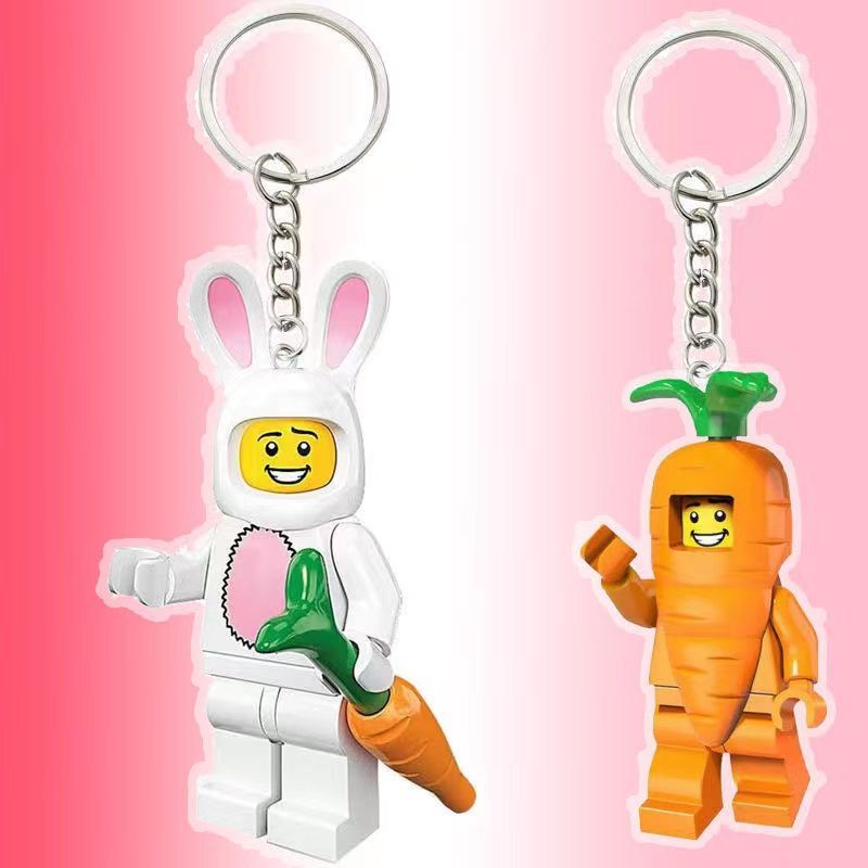 Compatible with Lego Drawing Music Minifigure Keychain Bunny Carrot Man  Backpack Pendant Couple Accessories