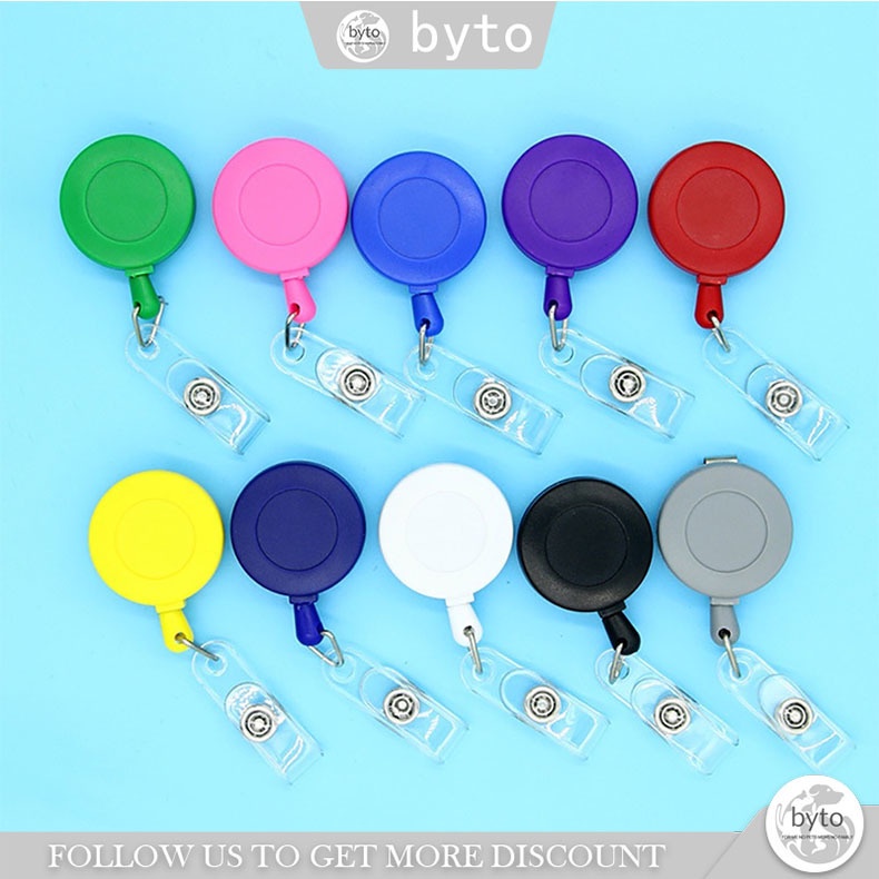 Byto Retractable Pull Badge Reel Plastic ID Lanyard Name Tag Key Ring Chain  Clips Hospital Nurse Badge Holder Credential Holder