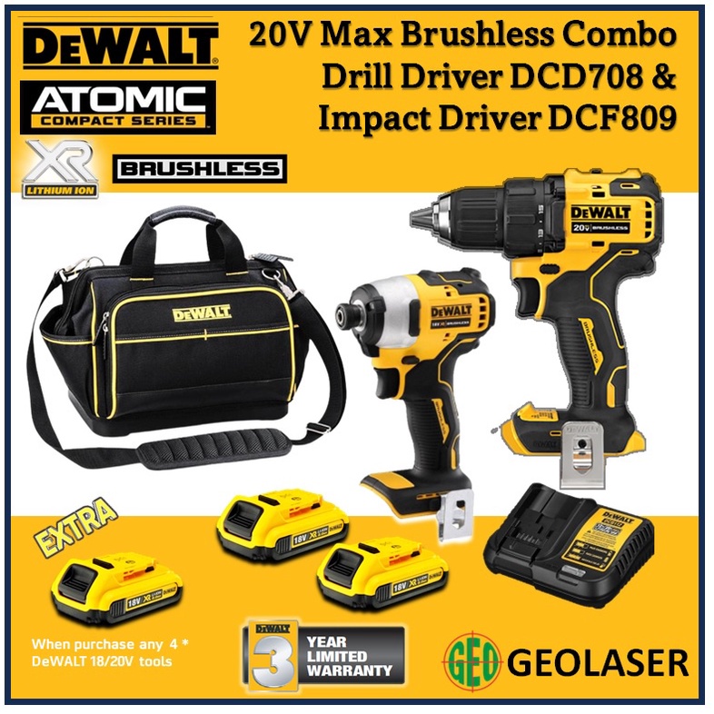 DeWALT 20V Max Atomic Combo Impact Driver DCF809 with Hammer Drill