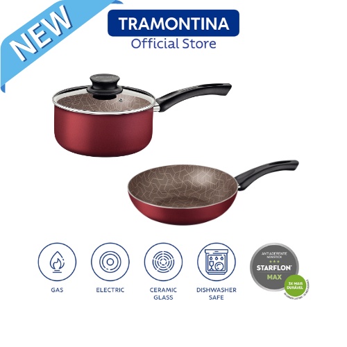  TRAMONTINA, Nonstick Wok Pan with Lid, Deep Frying Pan,  Starflon Max, PFOA Free, Frying pan with tempered glass, Non stick frying  pans, Heat Resistant Handle, Dishwasher Safe, Gas Stove