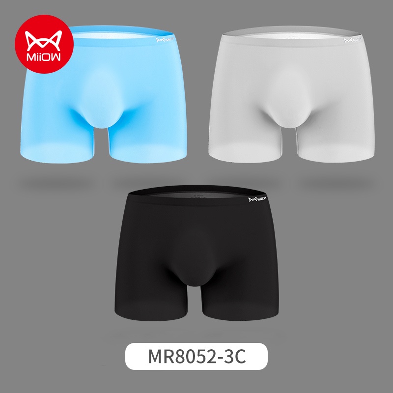 MiiOW 4Pcs Boxers Men Underwear Ice Silk Printing Boxer Men's Panties Male  Trunks Underpants Breathable M1330